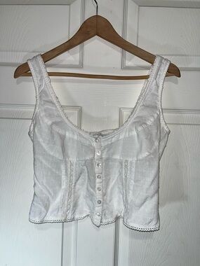 Princess Polly White Eyelet Button-Front Cropped Camisole